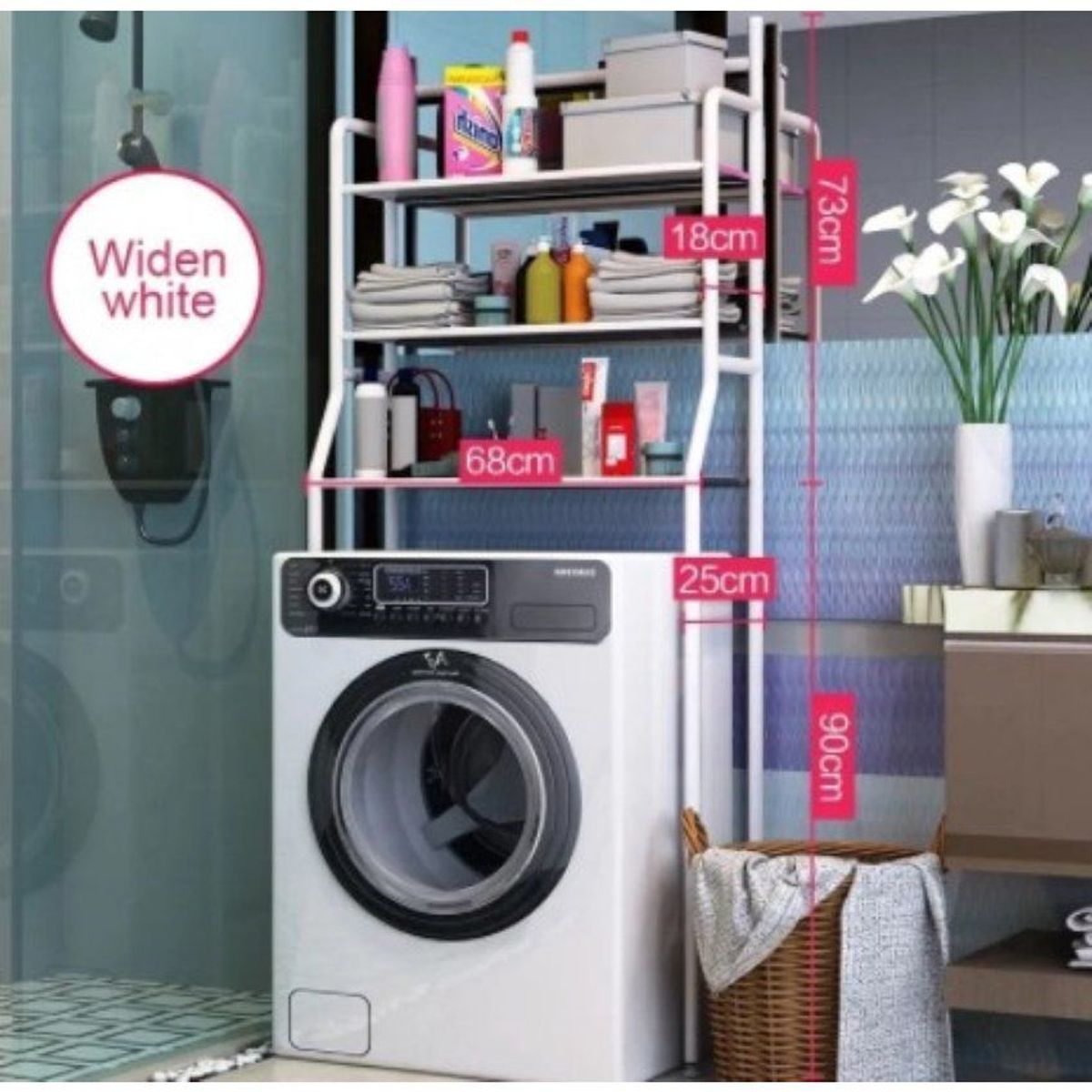 GENERICO - Estante organizador de baño 3 niveles sobre la lavadora