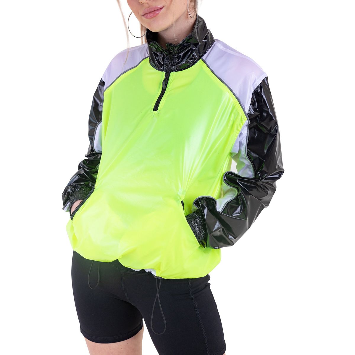 KINETIX - Casaca Cortavientos Deportiva Kinetix Eclypse Amarillo Neón Mujer