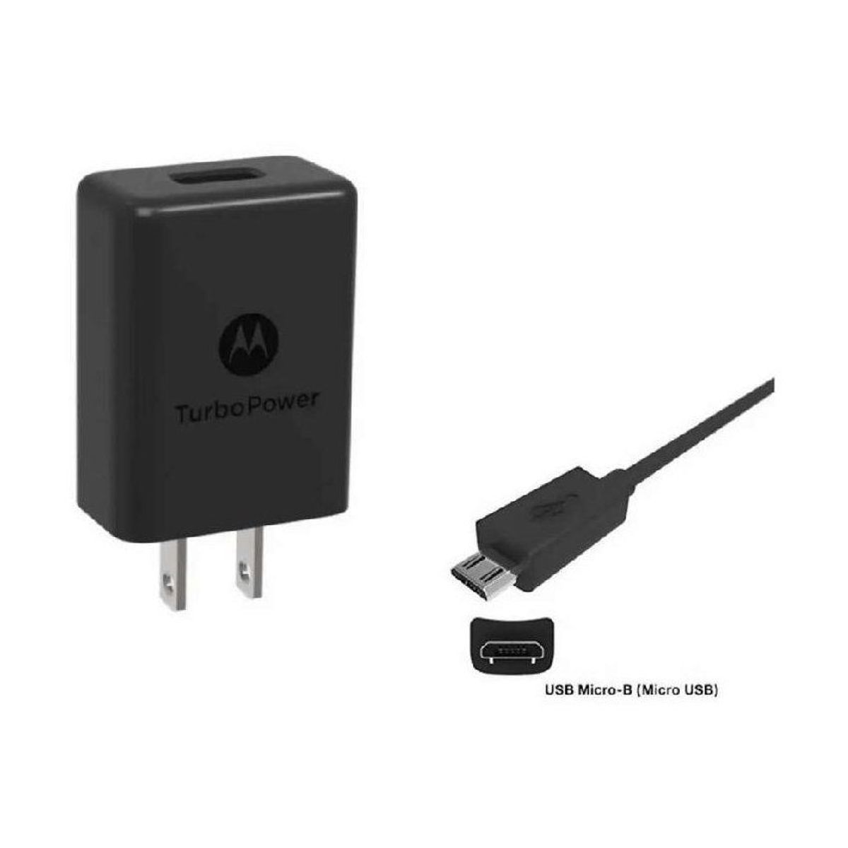 MOTOROLA - Cargador original motorola turbo power 3a carga rápida v8 - negro