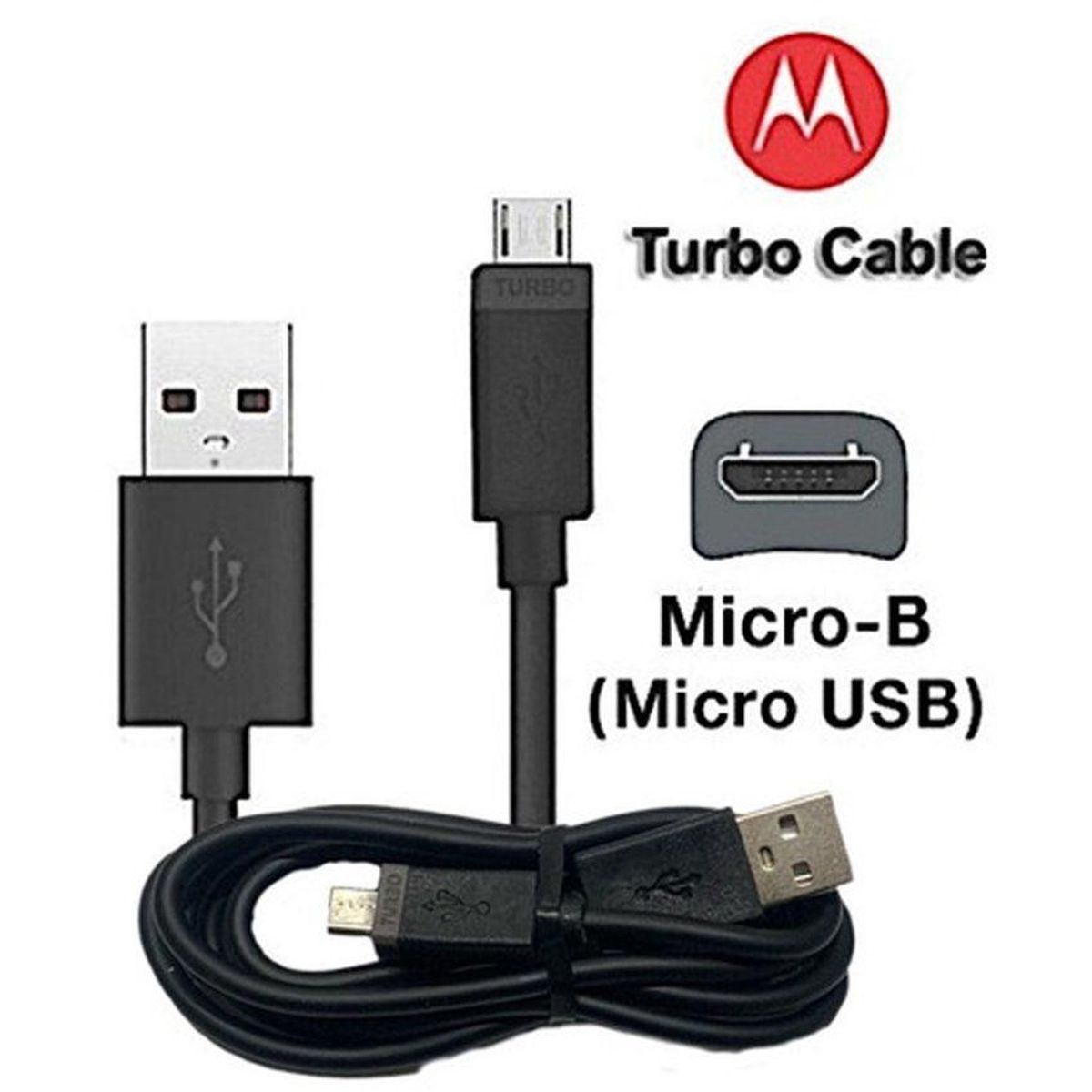 MOTOROLA - Cable motorola original micro usb 1mtr entrada v8 - negro