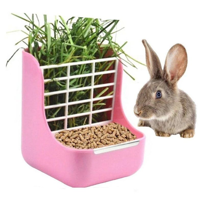 GENERICO - Comedero Henera Original para Conejo Plato para Heno-Rosado