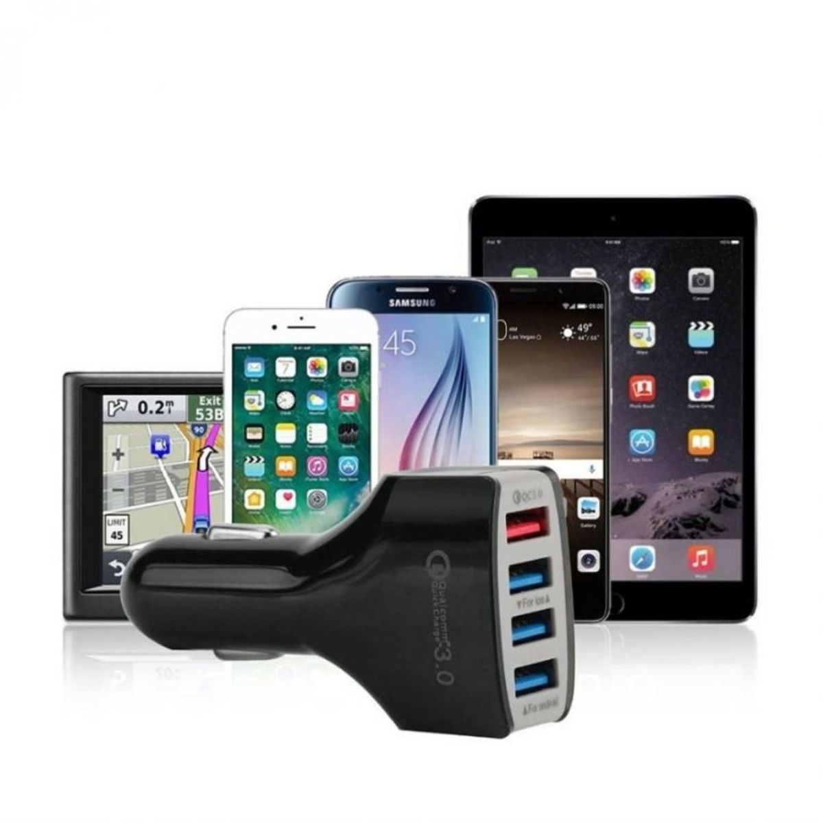 OEM - Cargador de Auto Carro 4 Puertos USB Carga Rapida QC3.0 35W