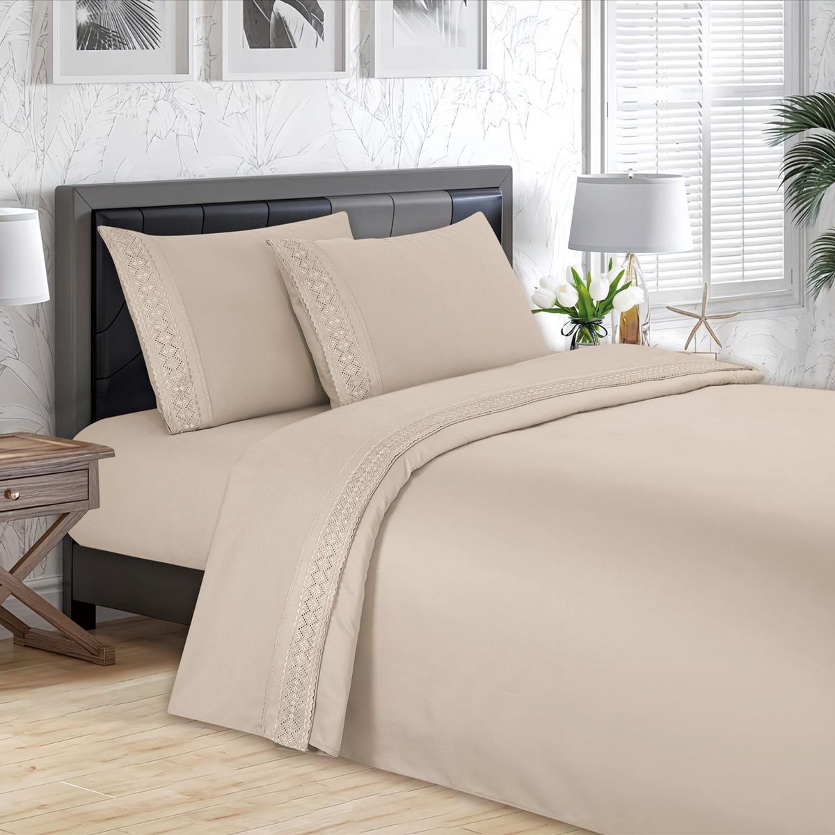 CASATEX - Juego de Sábanas  100%Algodón KING - BEIGE