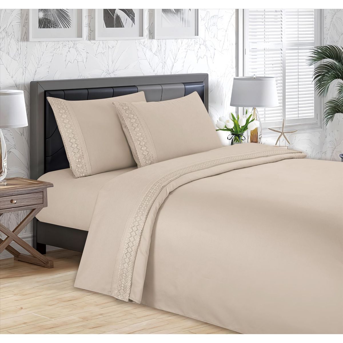 CASATEX - Juego de Sábanas  100%Algodón KING - BEIGE