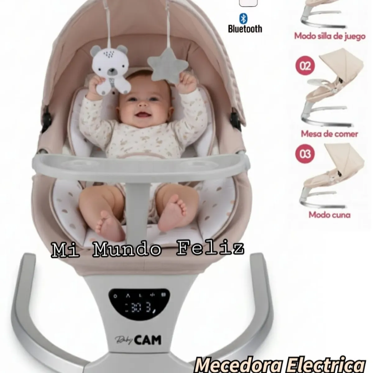 BABY - Mecedora para Bebe Musical Automatica Infantil Beige