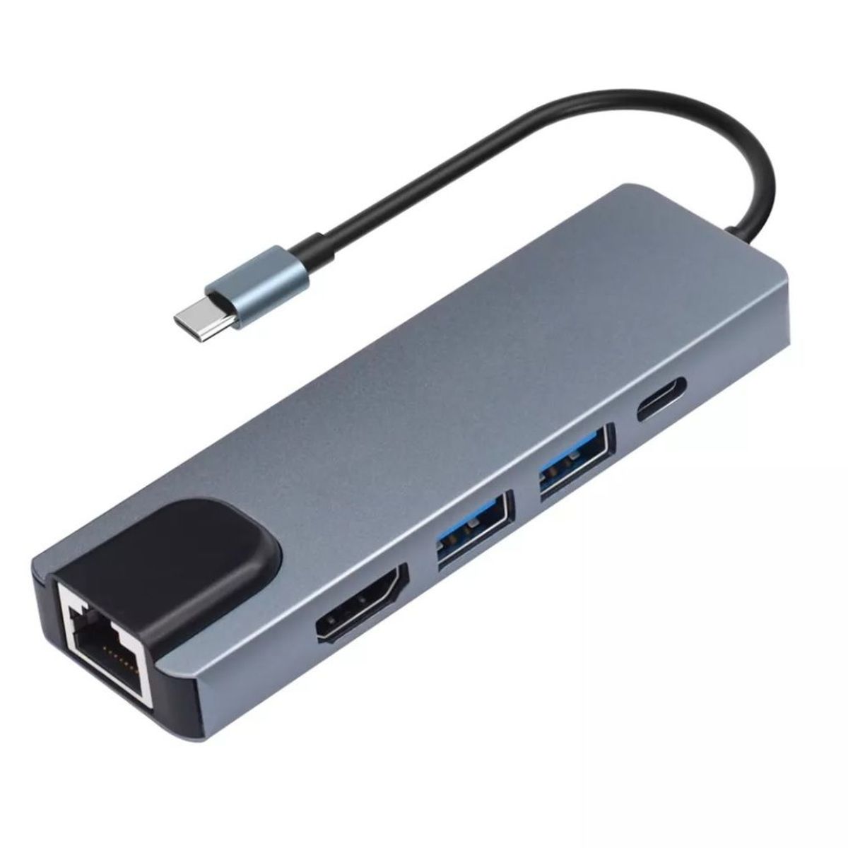OEM - Adaptador Hub 5 en 1 Tipo C 4K HDMI Puertos USB 3,0 /RJ45 /PD Carga