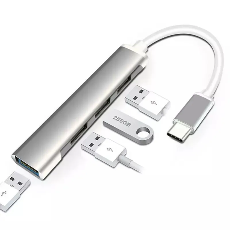 OEM - Adaptador Hub Tipo C a 4 Puertos USB 3.0 para PC Laptop Android
