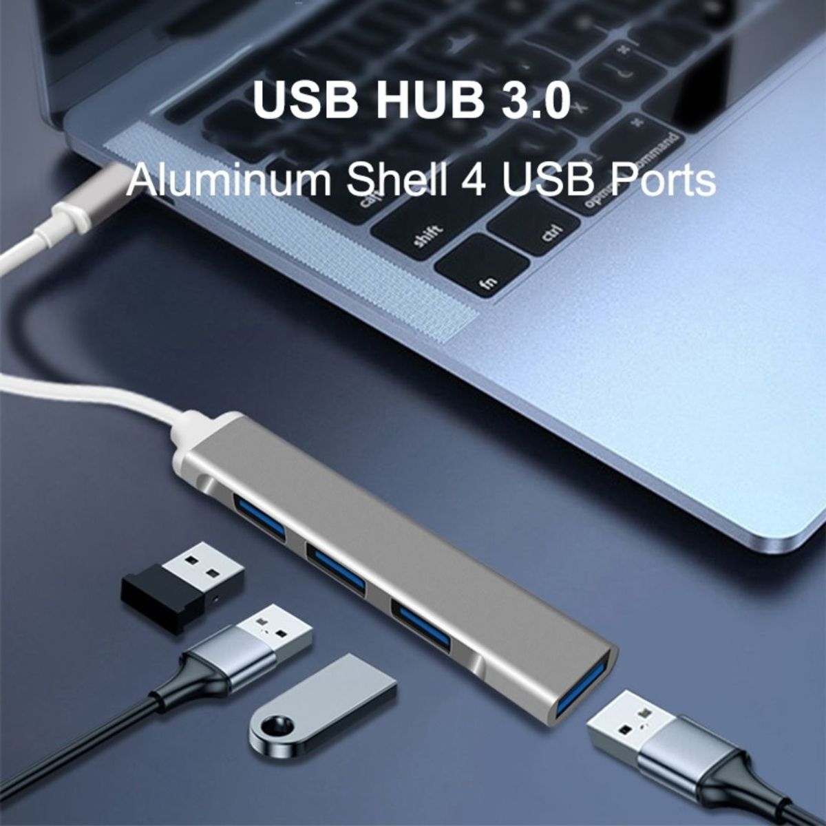 OEM - Adaptador Hub Tipo C a 4 Puertos USB 3.0 para PC Laptop Android