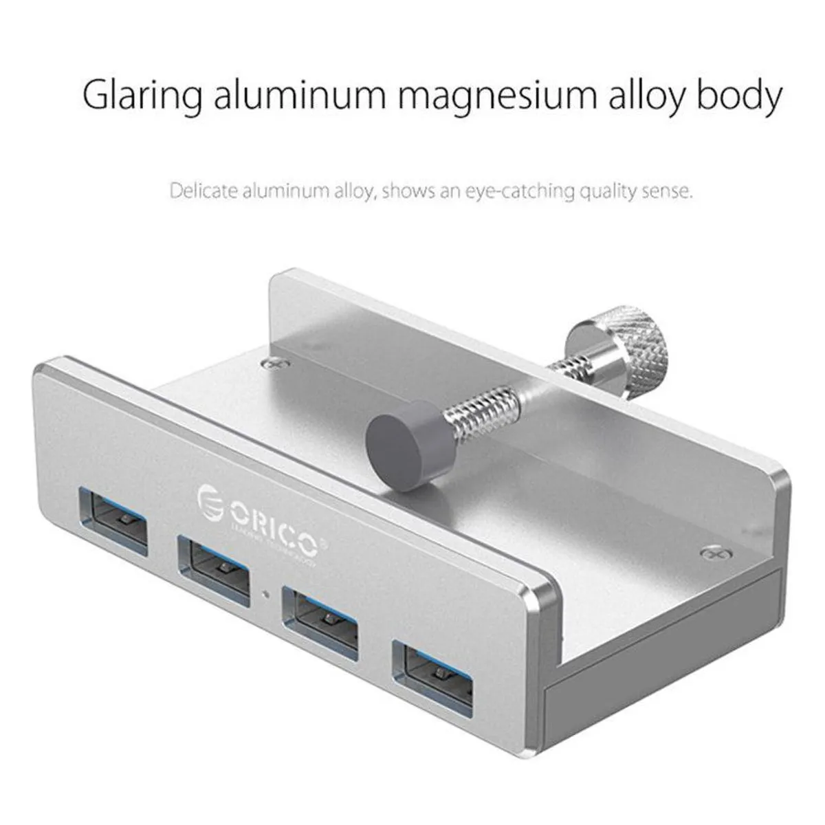 ORICO - Hub orico 4 puertos 2 in 1 + clip sujetador usb 3.0 aleacion metal