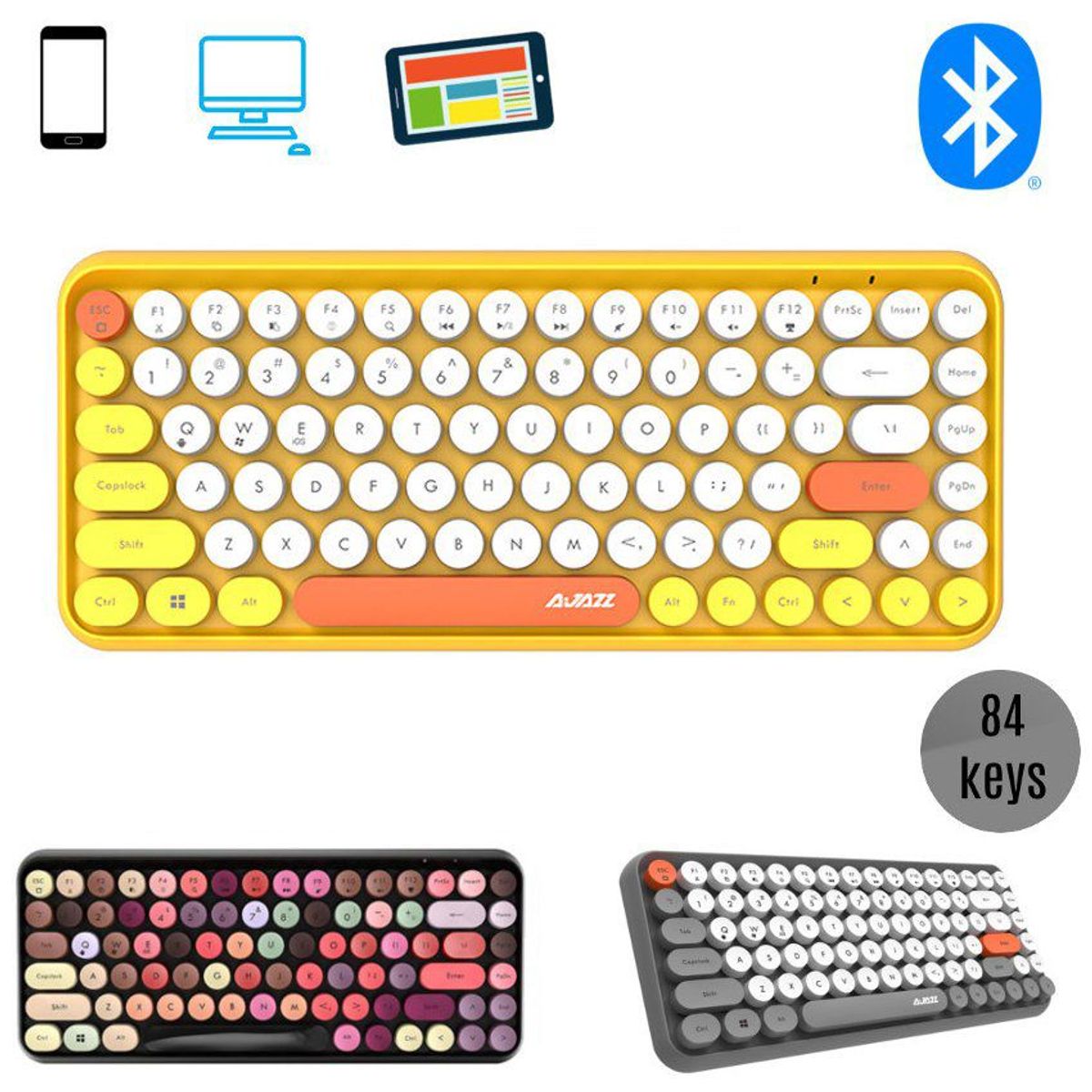 KEYBOARD - Retro desing keyboard teclado bluetooth inalambrico ajazz  baterias