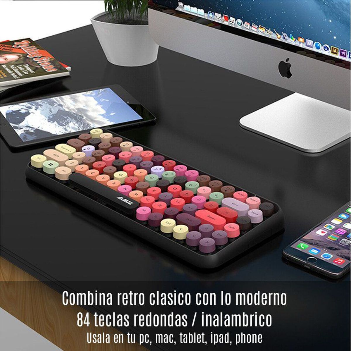 KEYBOARD - Retro desing keyboard teclado bluetooth inalambrico ajazz  baterias