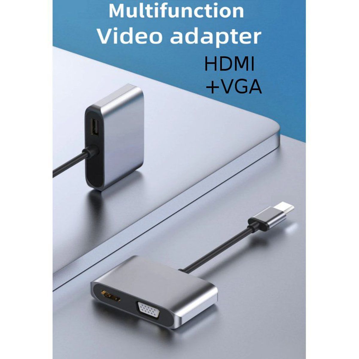 GENERICO - Cable Adaptador 4k convertidor usb tipo c a hdmi + vga thunderbolt 3 4
