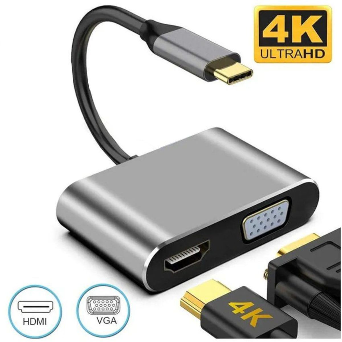 GENERICO - Adaptador 4k convertidor usb tipo c a hdmi + vga  mac Samsung Lg