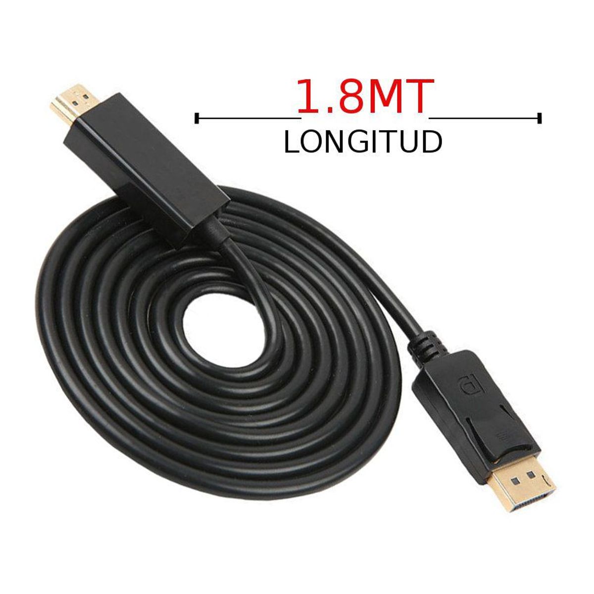 GENERICO - 2 en 1: cable adaptador display port a hdmi 1.8m 1080p dp