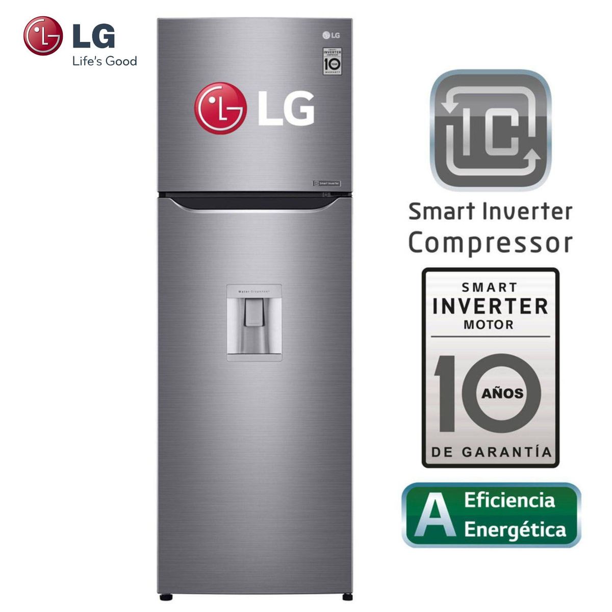 LG - Refrigeradora LG 254 Lt Top Freezer con Door Cooling GT29WPPDC INOX