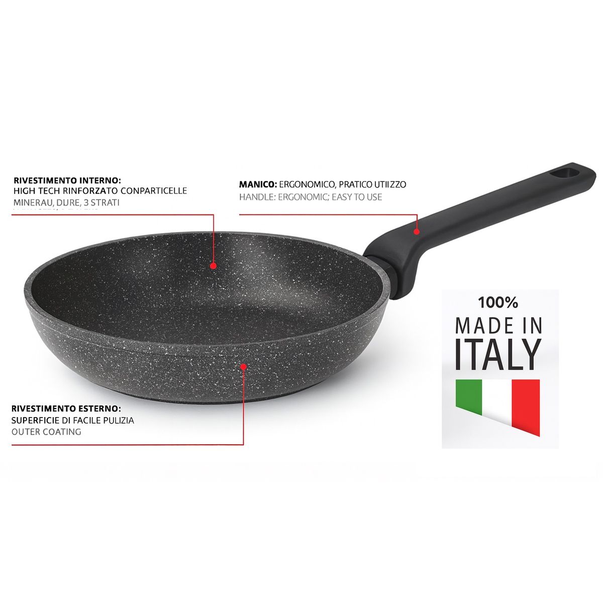 LA ITALIANA - Sarten Italiana  Roca Volcánica  24 cm
