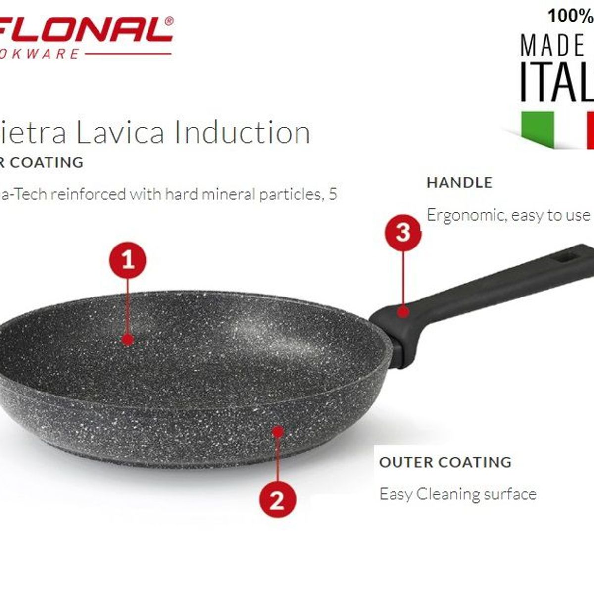 LA ITALIANA - Sarten Pietra Lavica Induction - Italiana 20 cm