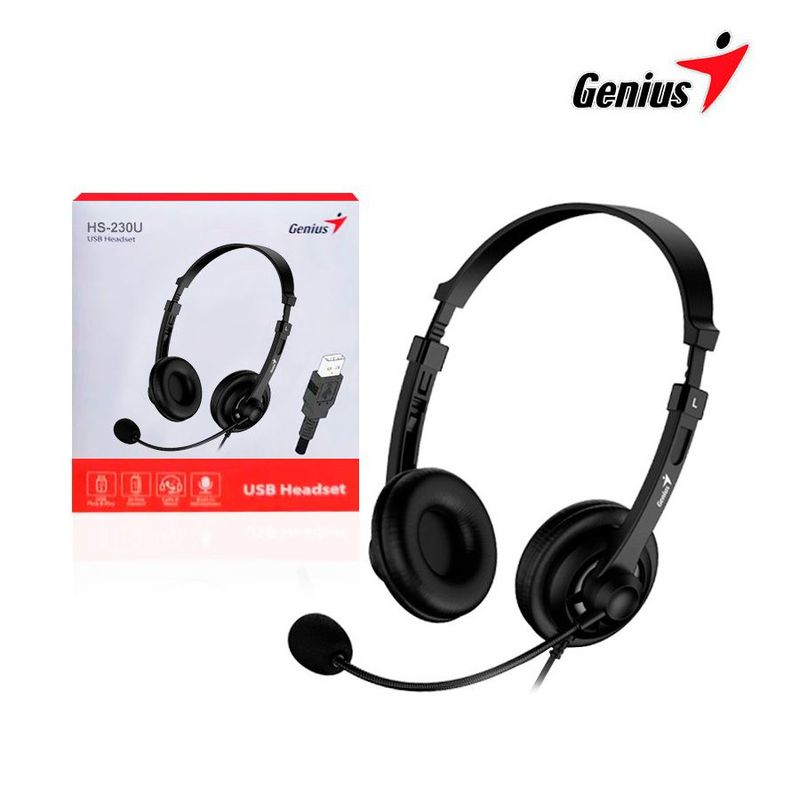 GENIUS - Audífono con Micrófono Genius HS-230U USB para PC Laptop - Negro