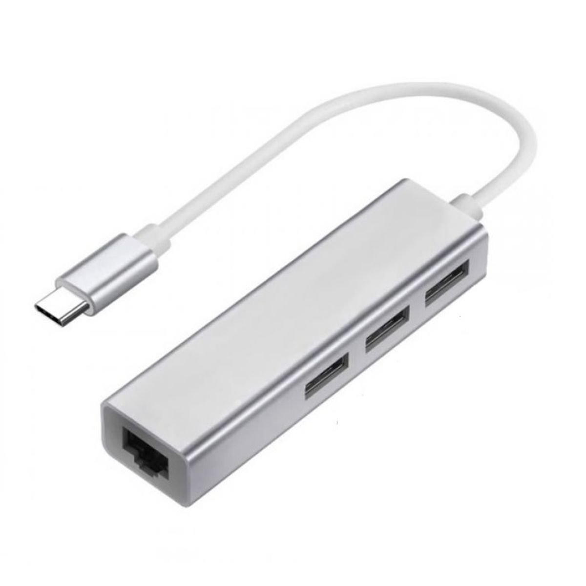 OEM - Adaptador de Red Tipo C a Rj45 + 3 Puertos USB Windows Mac - ALUMINIO