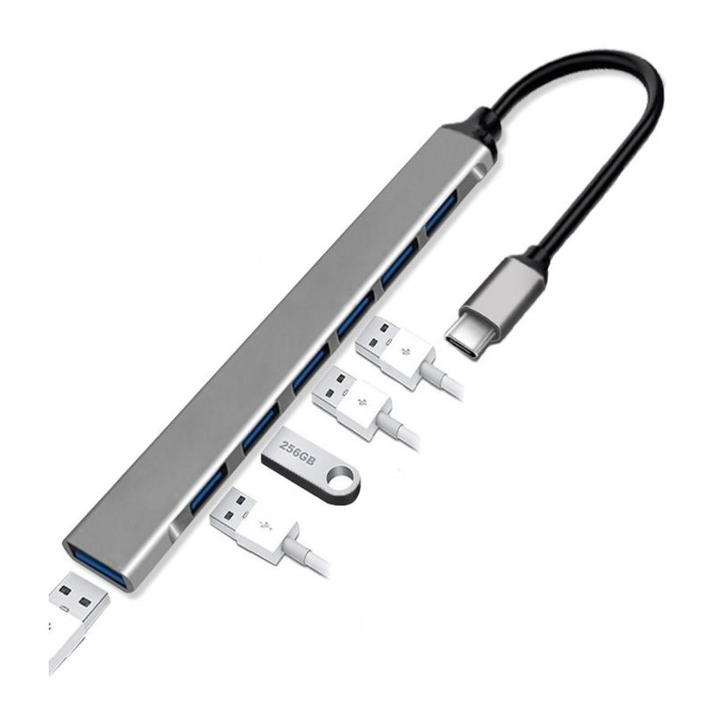 OEM - Adaptador Hub Tipo C a USB 3.0  7 Puertos PC, Laptop, Android