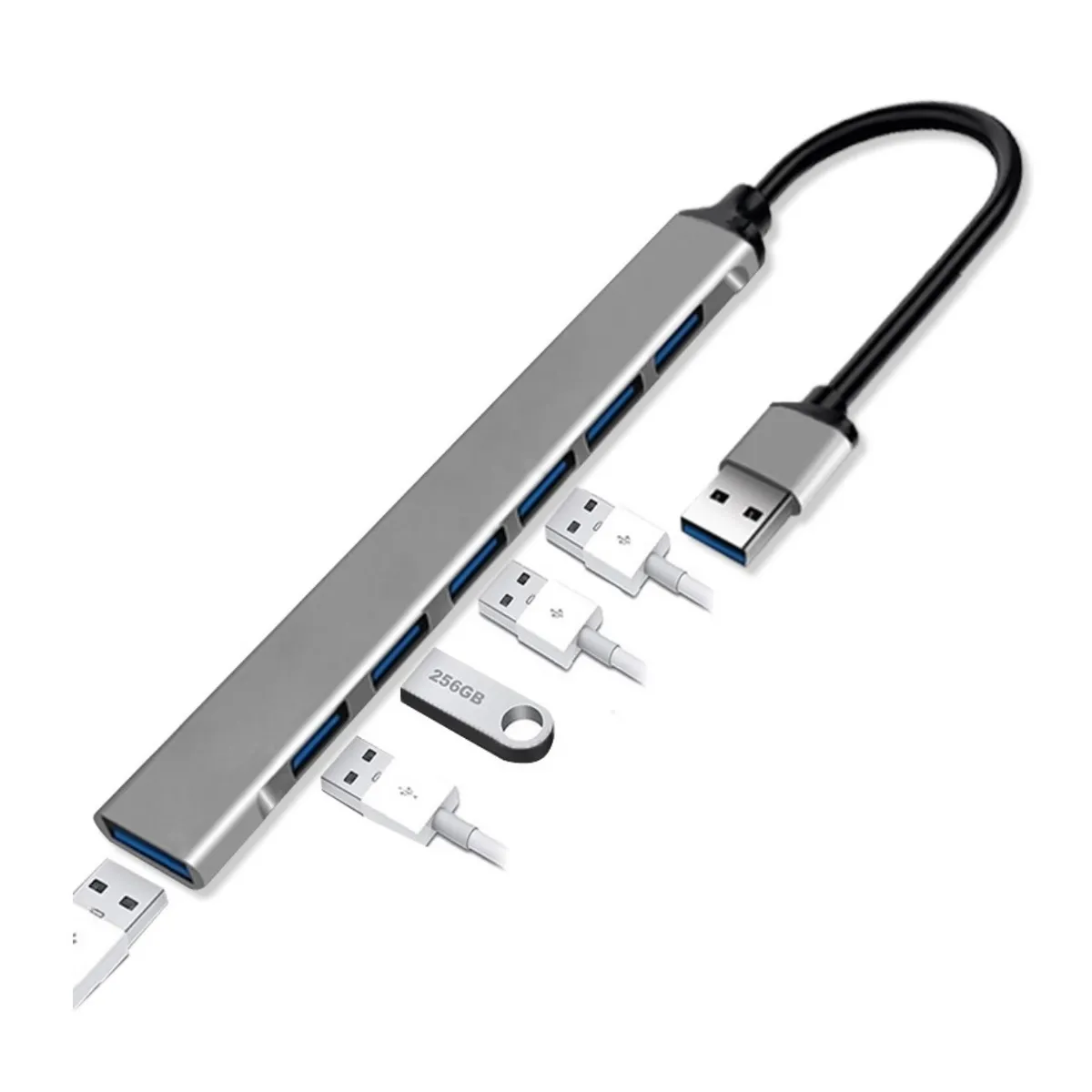 OEM - HUB USB 7 Puertos USB 3.0 de ALUMINIO para PC, Laptop y Android