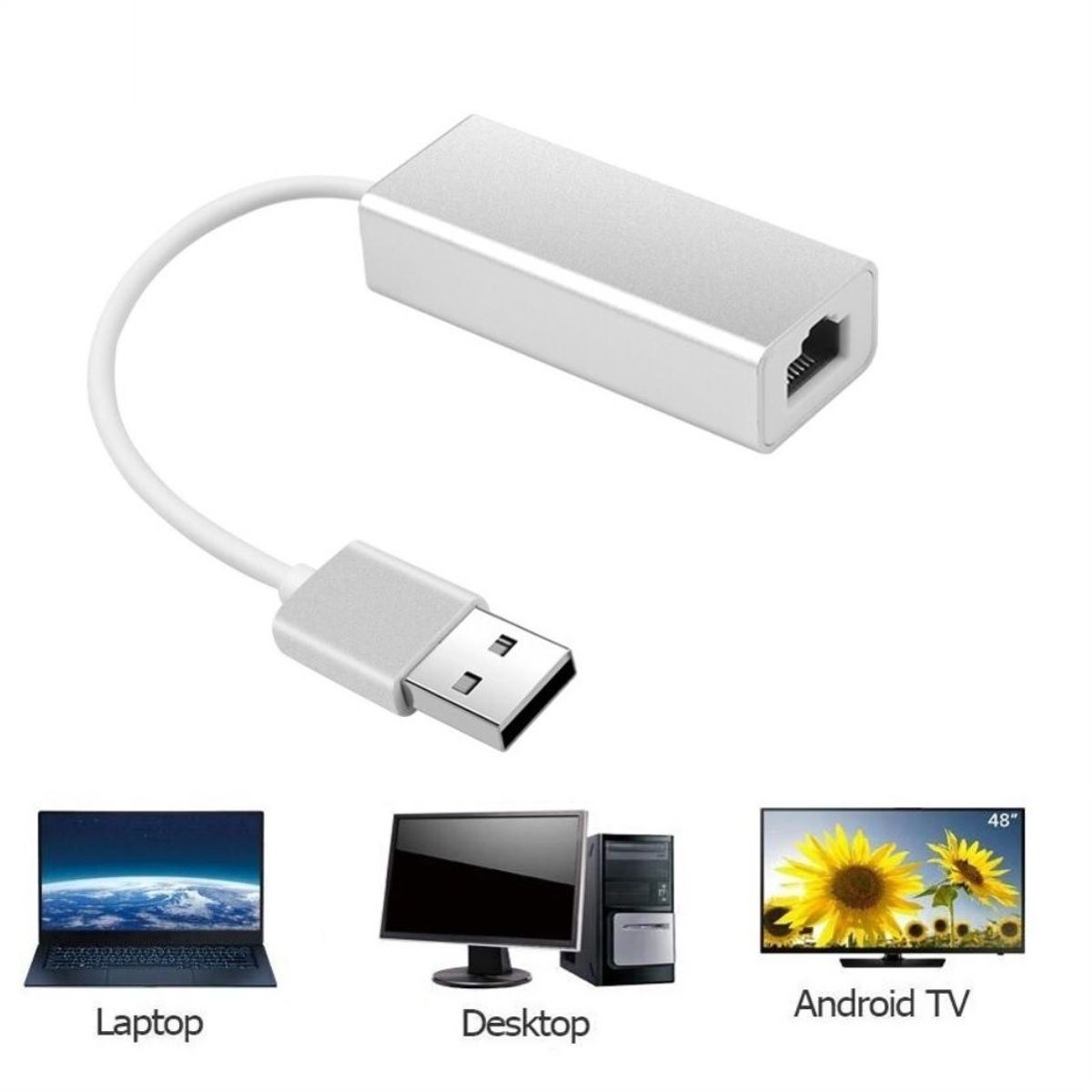 OEM - Adaptador de Red Tipo USB a Rj45 Para Windows Mac - ALUMINIO