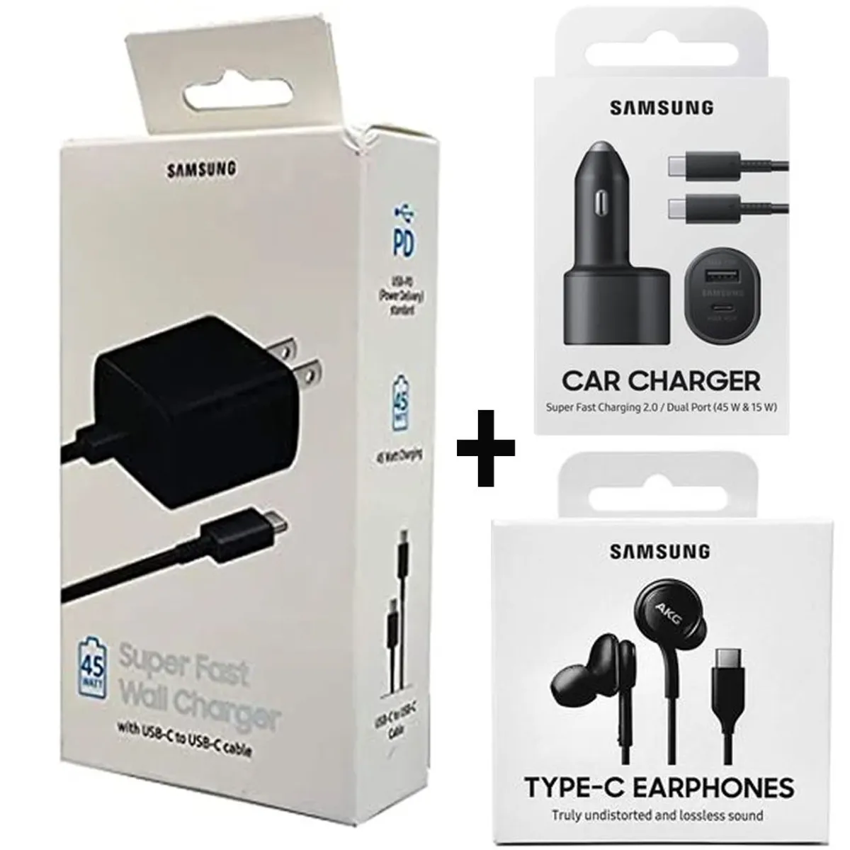 SAMSUNG - Samsung Cargador 45W  Cargador Auto 45W  Audífonos AKG Tipo-C 3en1