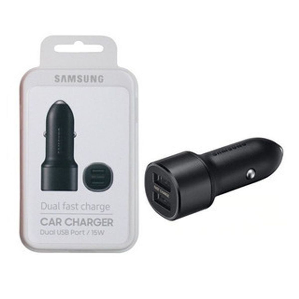 SAMSUNG - Cargador de Auto Samsung Car Charger 15W Dual Fast Charge Negro