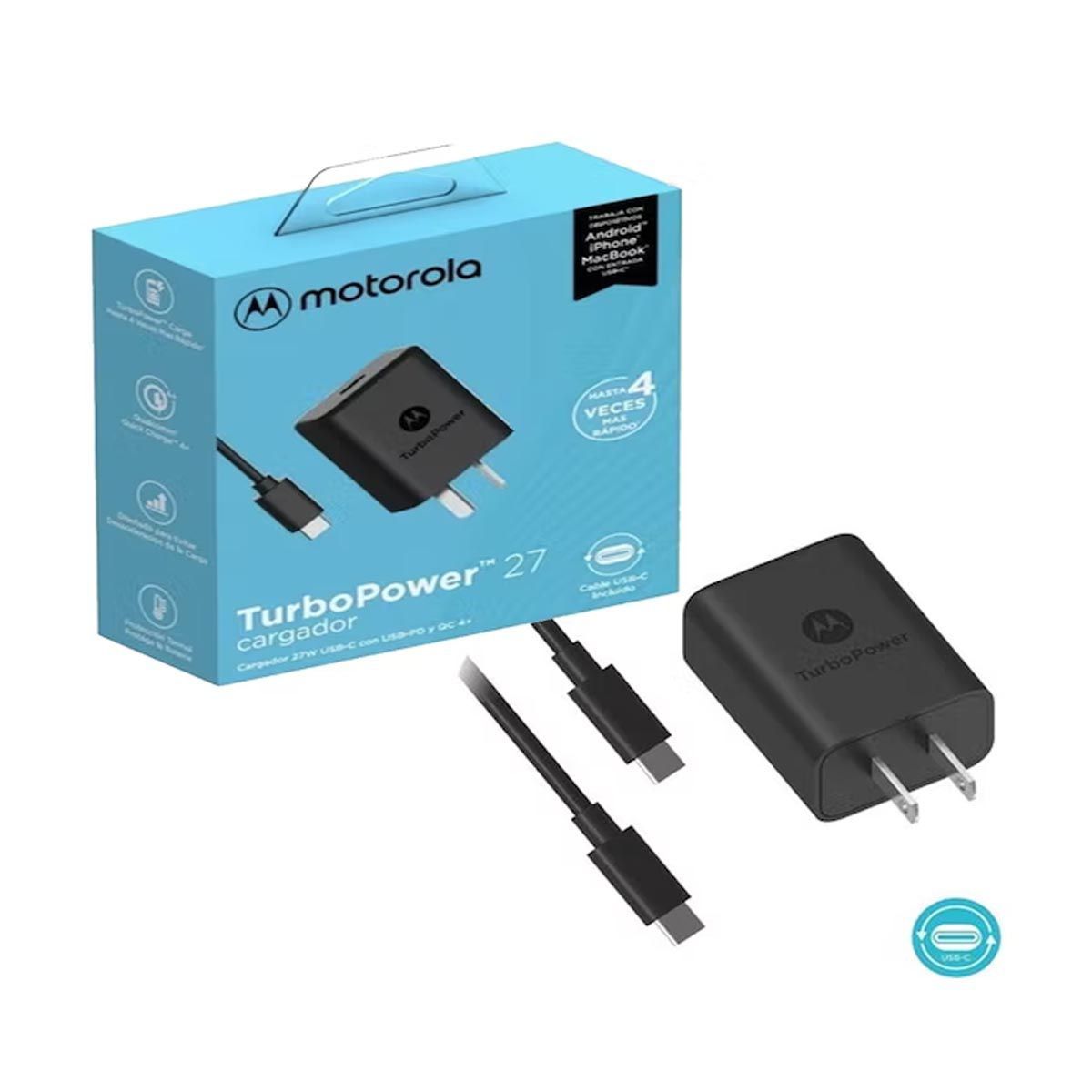 MOTOROLA - Cargador Motorola TurboPower 27W Cable C a C Negro