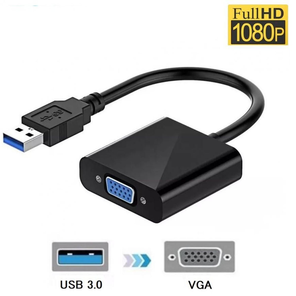 OEM - Convertidor adaptador Usb 3.0 a Vga Full HD para Windows