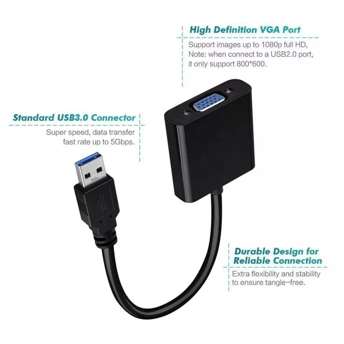 OEM - Convertidor adaptador Usb 3.0 a Vga Full HD para Windows