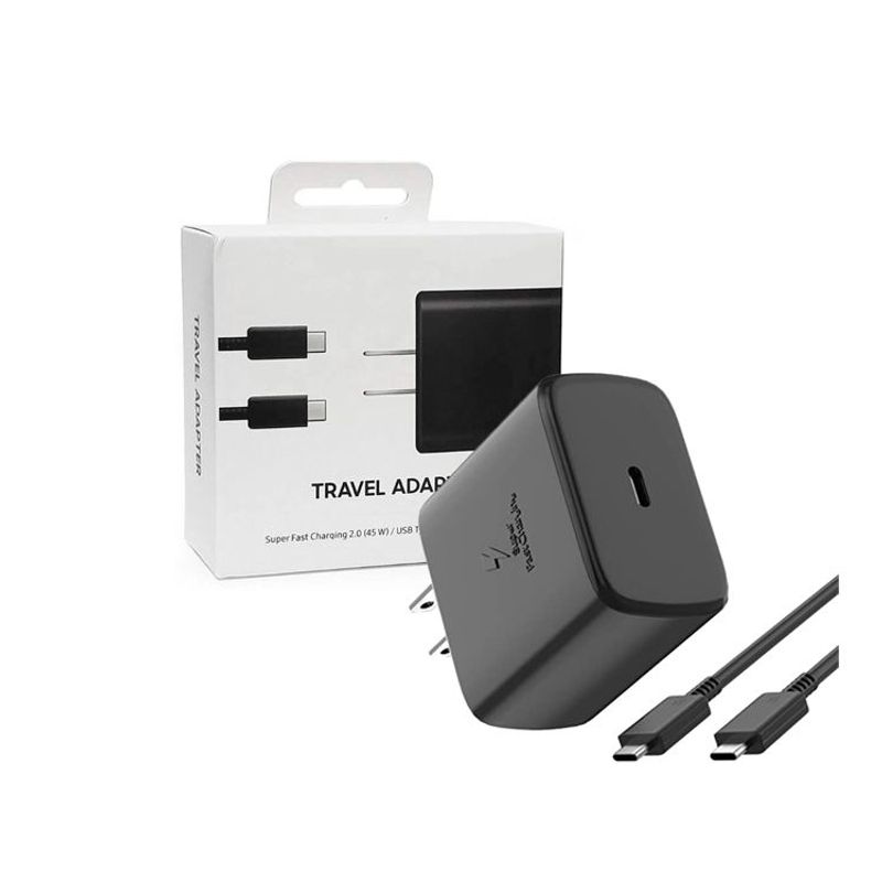 GENERICO - Cargador 45w USB-C para Galaxy S21 Ultra S21 Plus Negro
