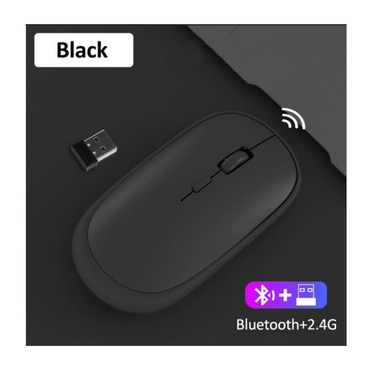 OEM - Mouse Recargable Dual Bluetooth + Wireless 2.4 GHz SLIM - NEGRO MATE