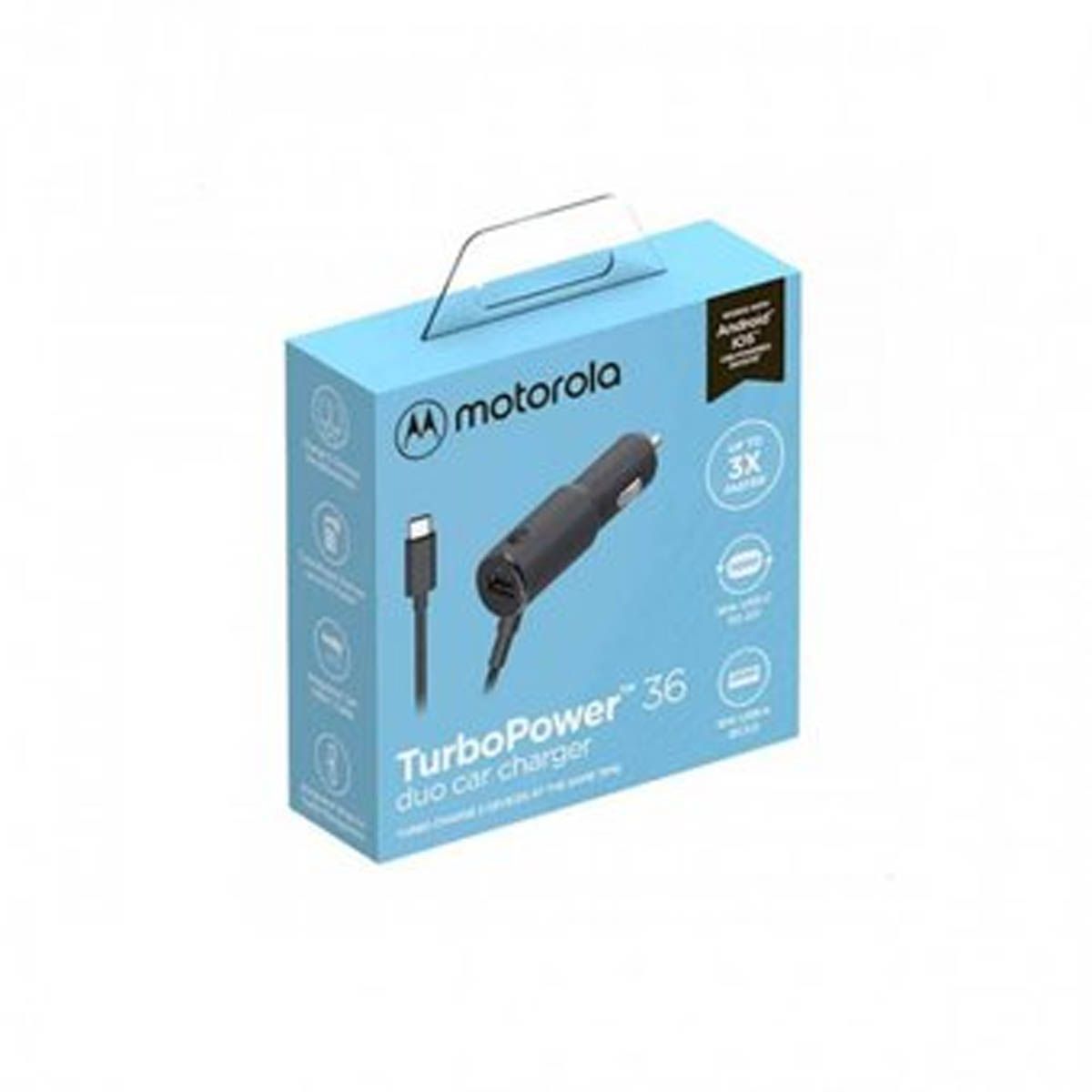 MOTOROLA - Cargador Motorola de Auto Turbo Power 36w Duo Car Charger
