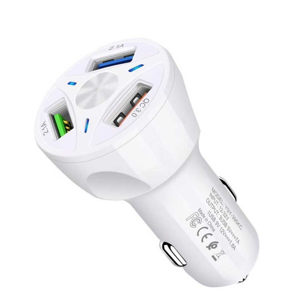OEM - Cargador de Auto Carro 3 puertos USB Carga Rapida 35W Blanco