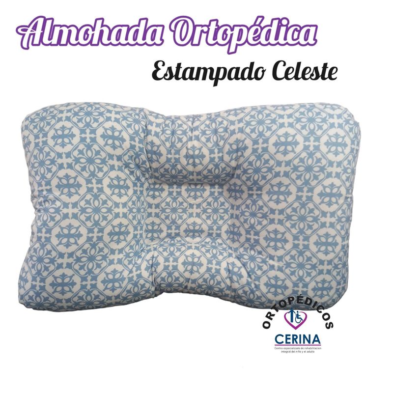 GENERICO - Almohada Ortopédico Antiestrés - Estampado Celeste  blanco