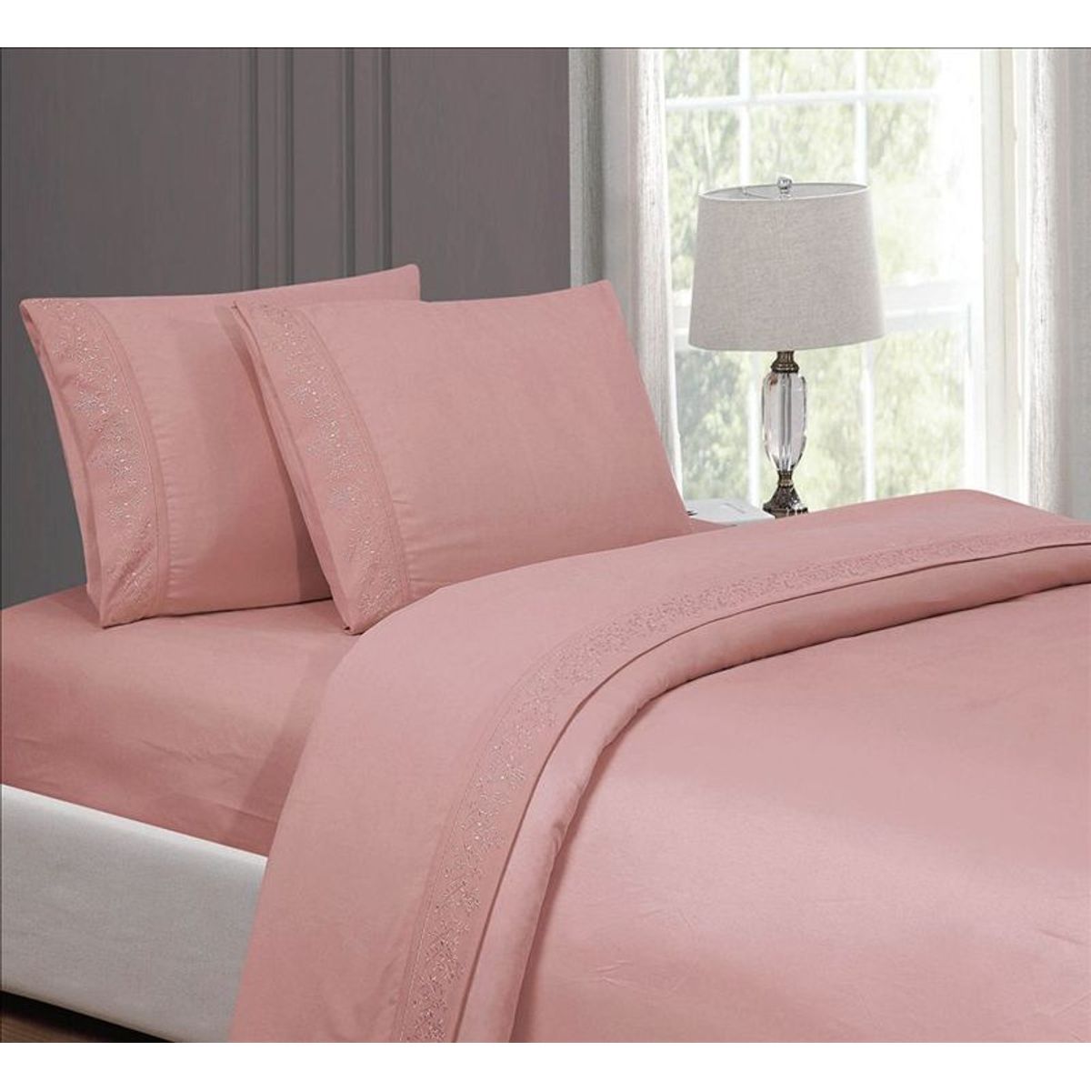 CASATEX - Juego de Sábanas  100%Algodón QUEEN - ROSA