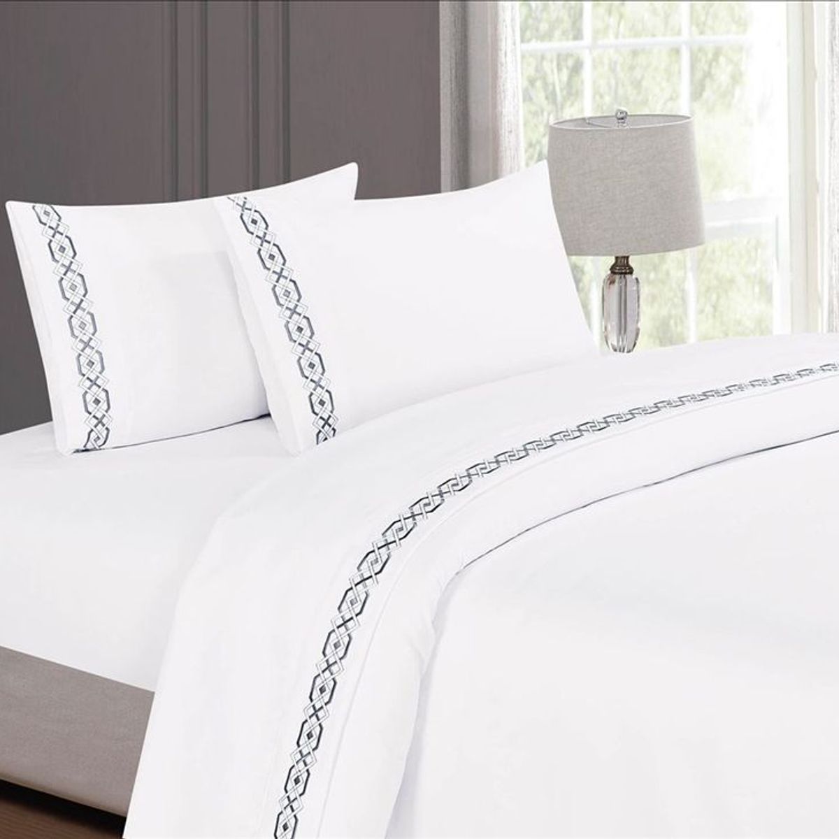 MINGDA - Juego de Sábanas  100%Algodón QUEEN - BLANCO