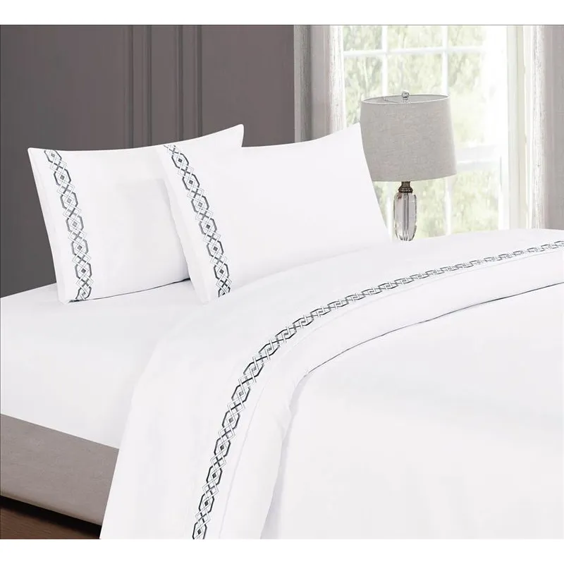 MINGDA - Juego de Sábanas  100%Algodón QUEEN - BLANCO