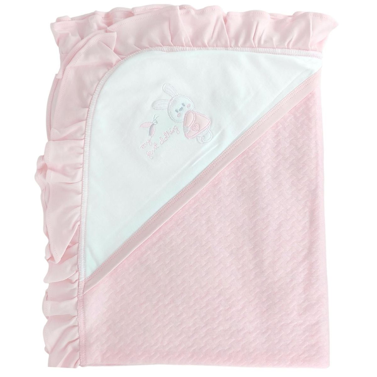 BABY MERINOS - Manta Bebe delagada reversible Bobito Osito Estrella - Rosado