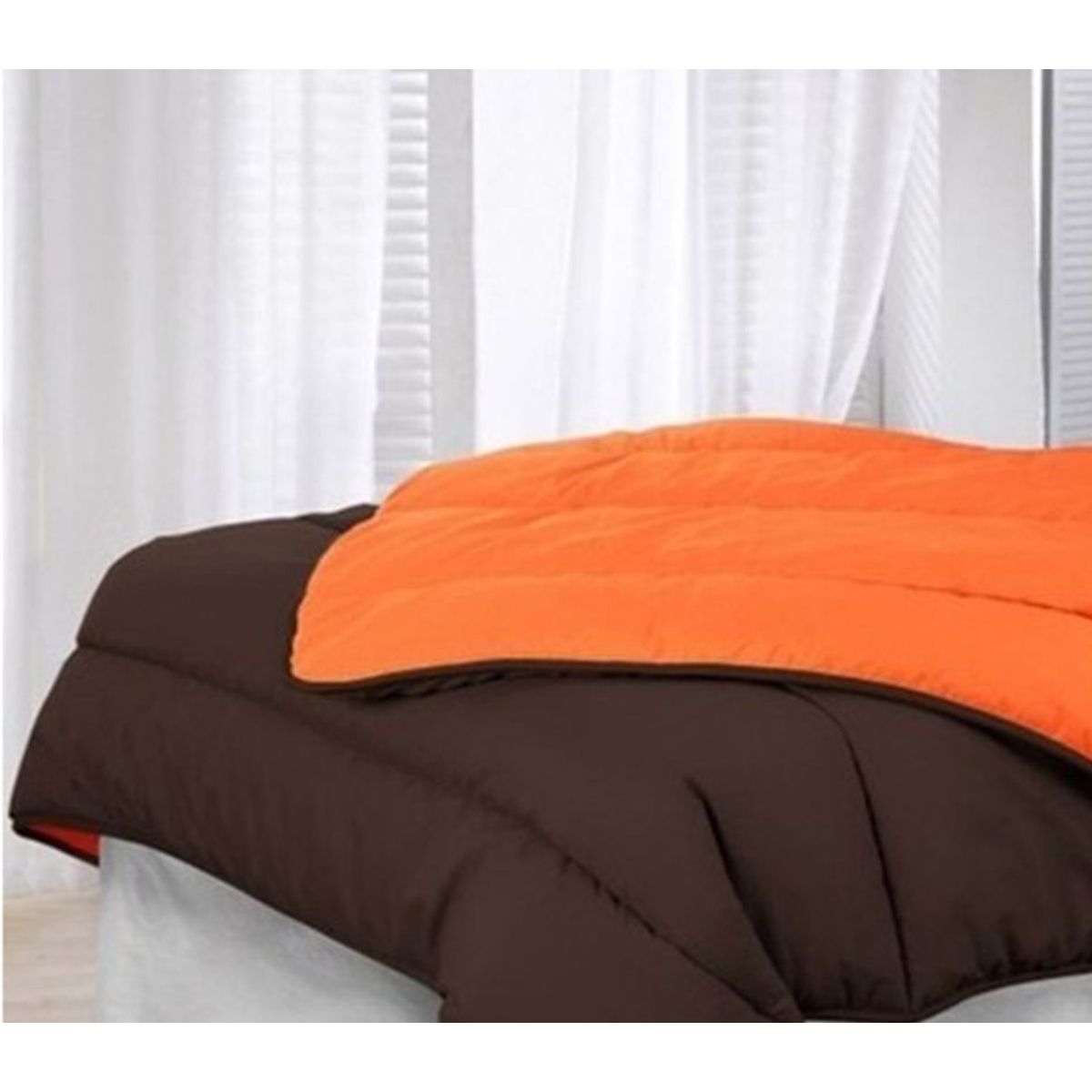 ARLIN TEXTIL - Edredon Damasco Bicolor King Color Naranja  Marrón