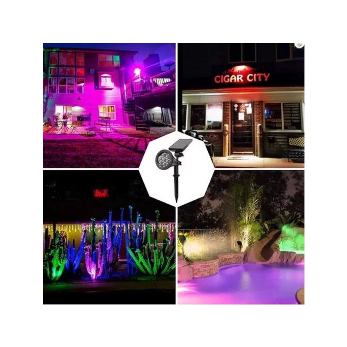 GENERICO - REFLECTOR SPOT LIGHT RECARGABLE CON ENERGIA SOLAR LUZ RGB