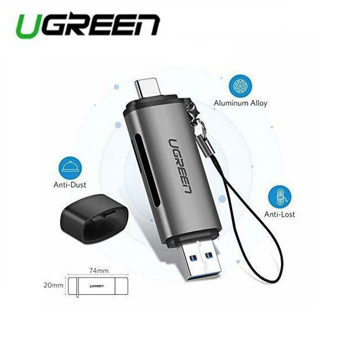 UGREEN - Lector de Tarjetas Sd/ Micro Sd Otg Usb 3.0 y Tipo C Ugreen