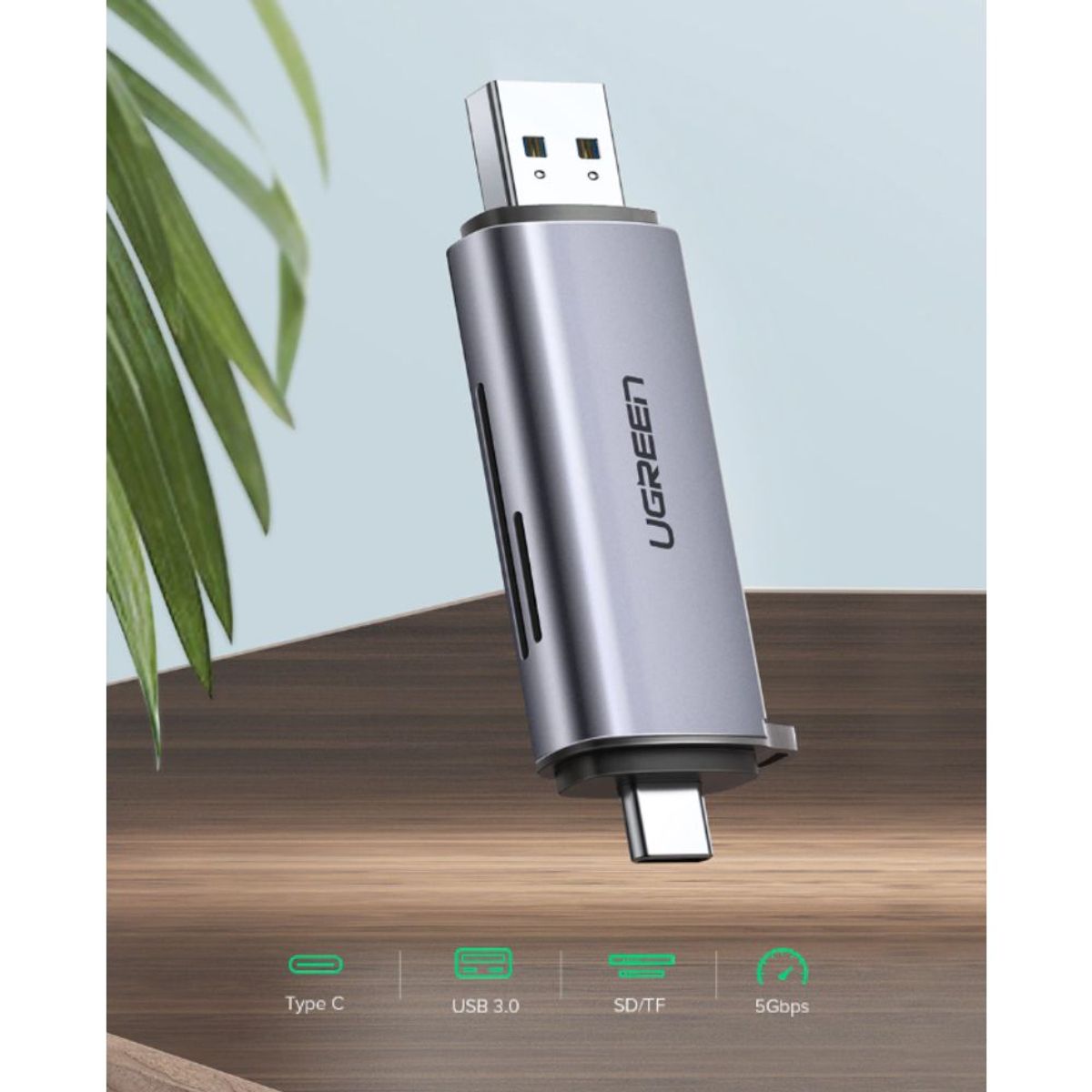 UGREEN - Lector de tarjeta SD y micro SD a USB 3.0 Y USB tipo C - UGREEN