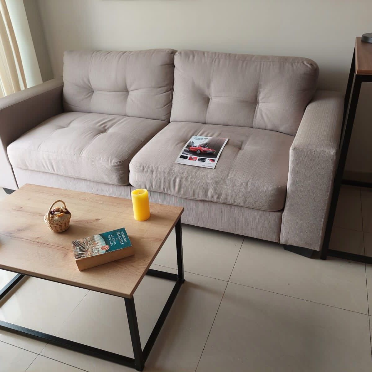 GENERICO - Mesa de centro industrial rectangular color duna 80x50x40