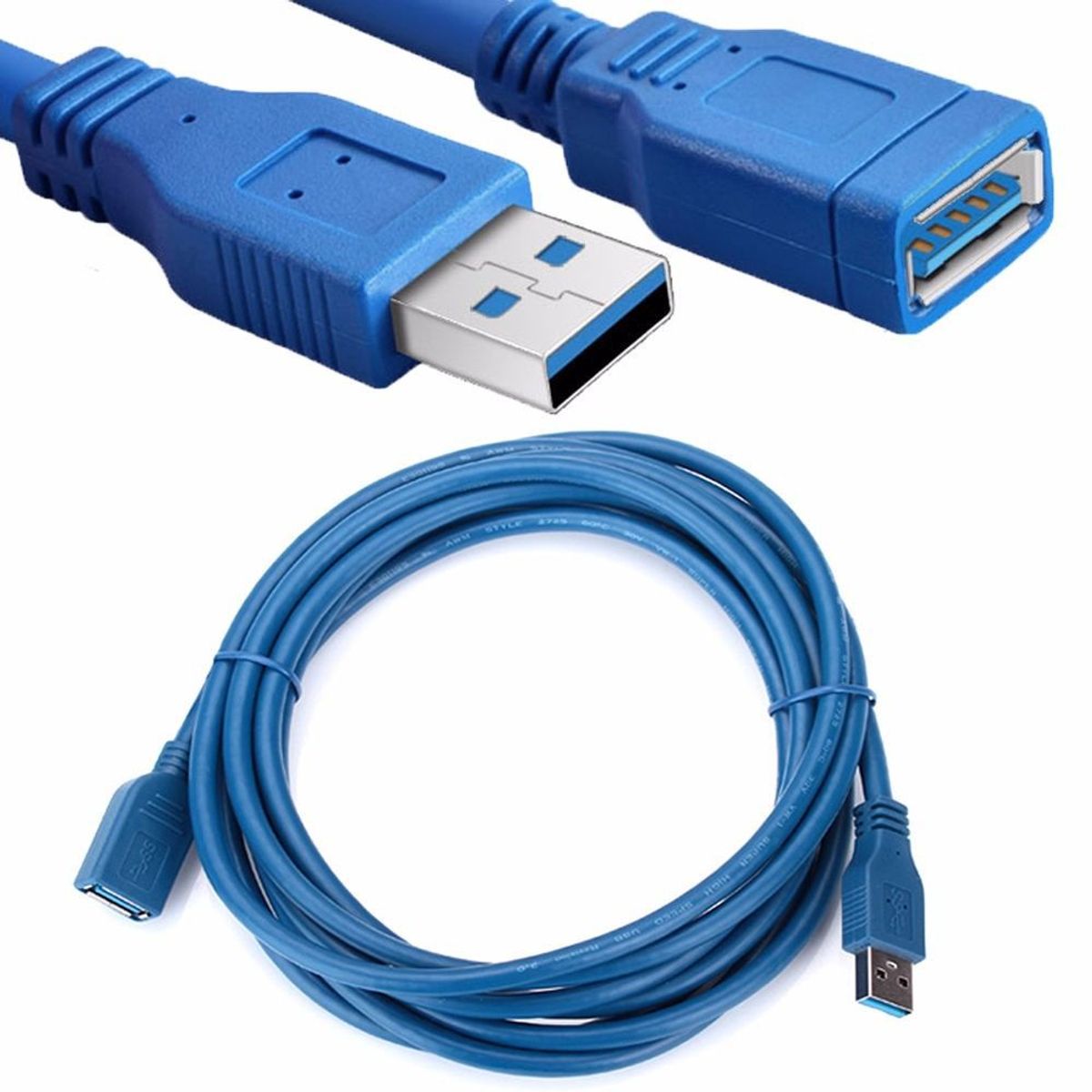 GENERICO - Cable Extensión USB 3.0 Macho a Hembra 3mts Azul