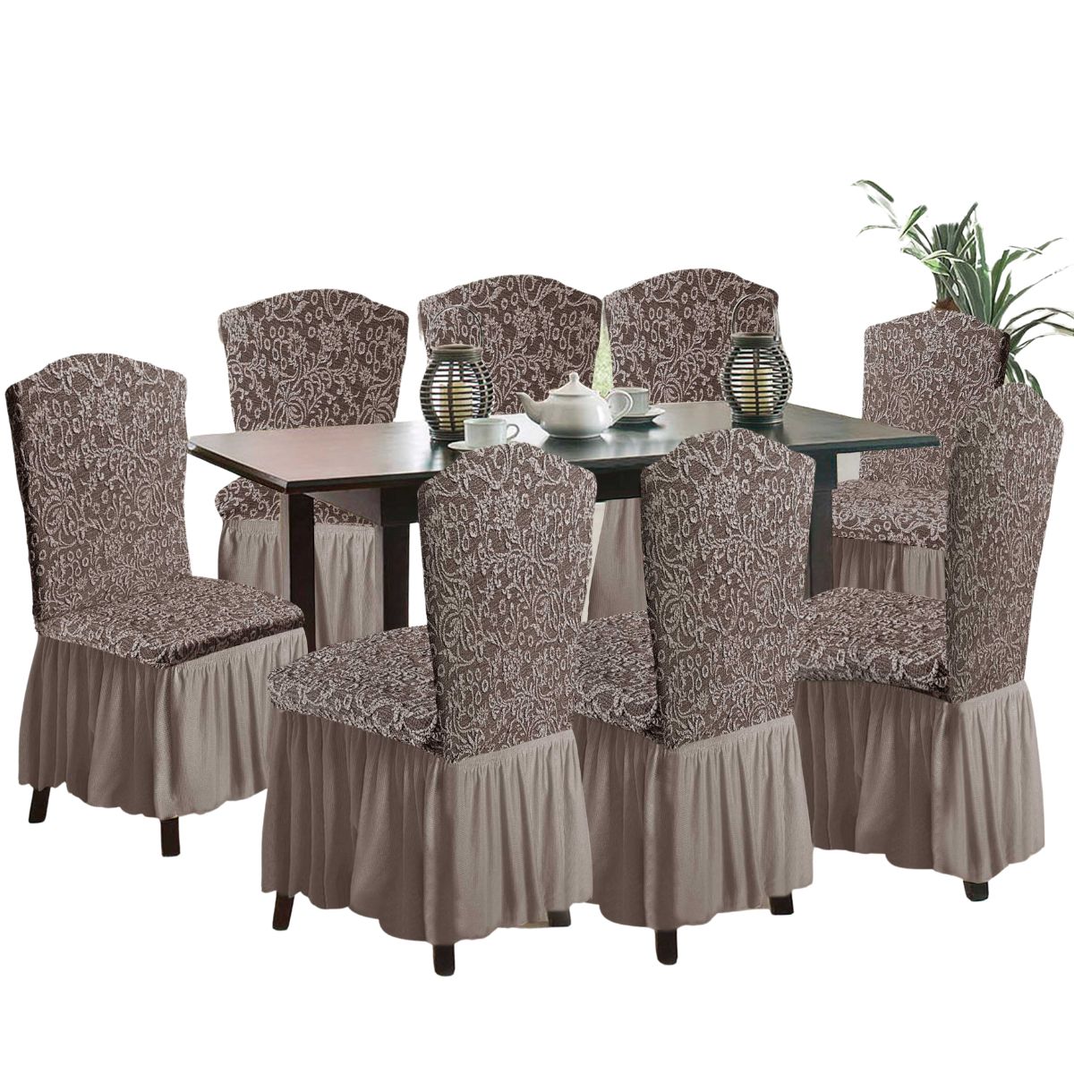 SALA FABULOSA - Funda de silla 8 piezas Sala fabulosa - Beige - Alto relieve espiral