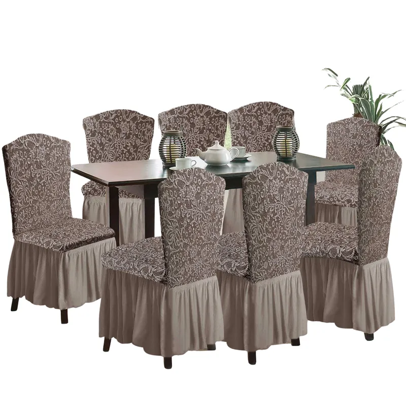 SALA FABULOSA - Funda de silla 8 piezas Sala fabulosa - Beige - Alto relieve espiral