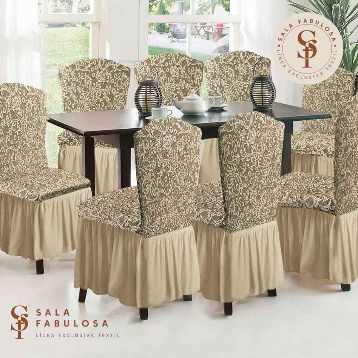 SALA FABULOSA - Funda de silla 8 piezas Sala fabulosa - Maíz - Alto relieve espiral