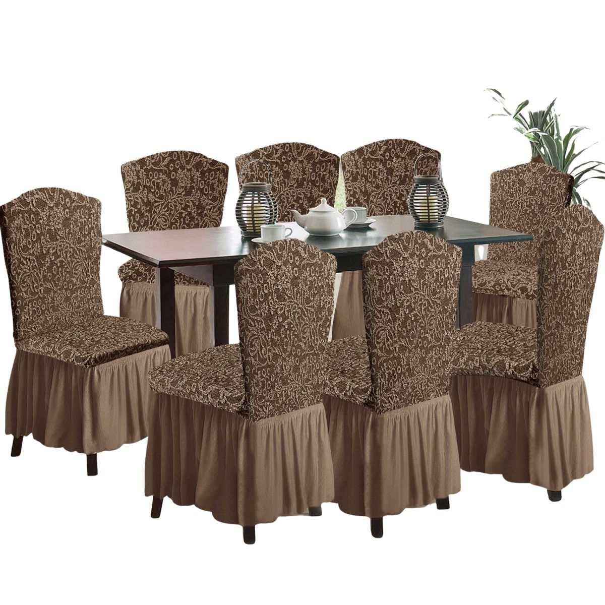 SALA FABULOSA - Funda de silla 8 piezas Sala fabulosa - Chocolate - Alto relieve espiral